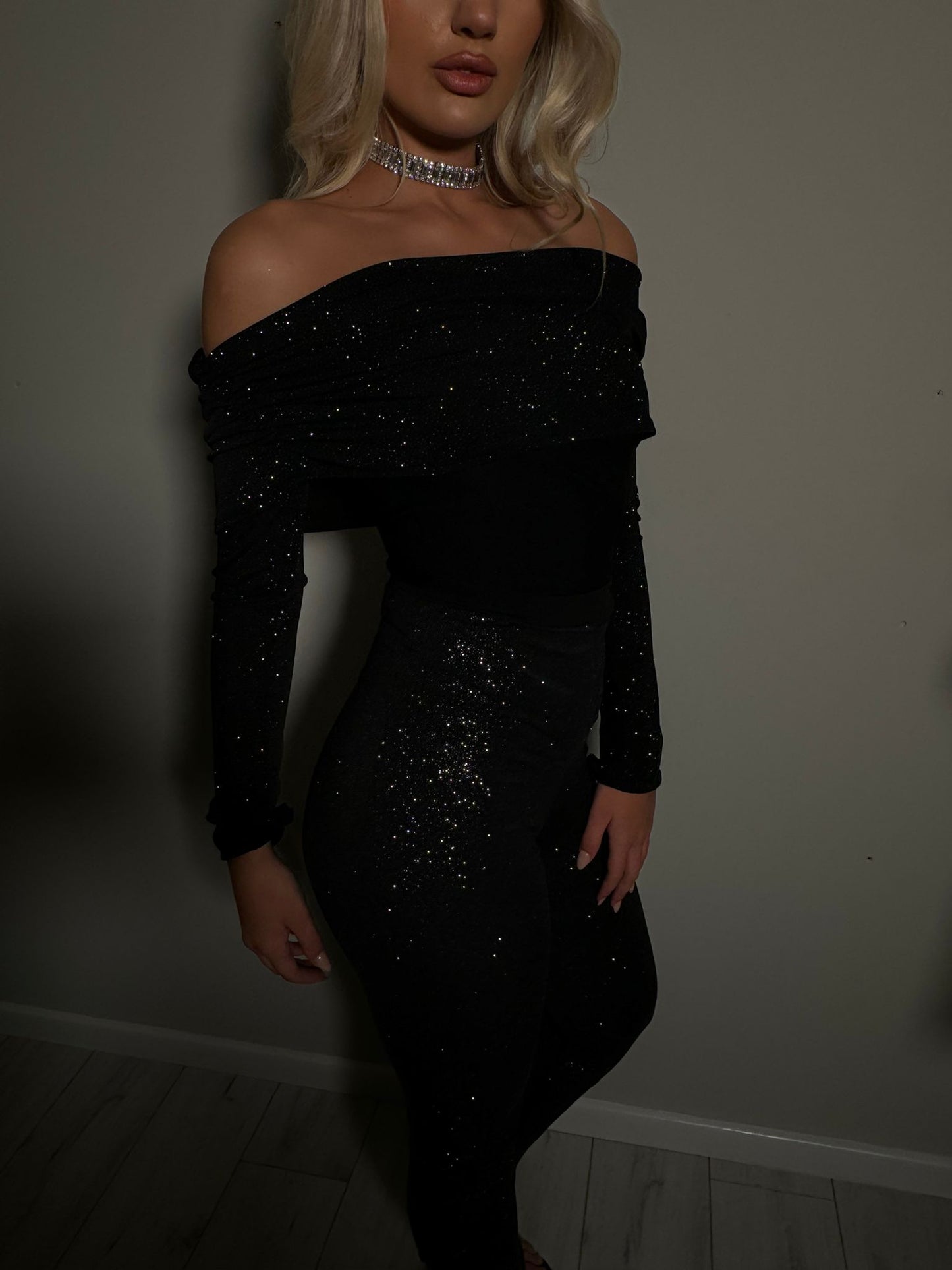 Sophia top in black glitter