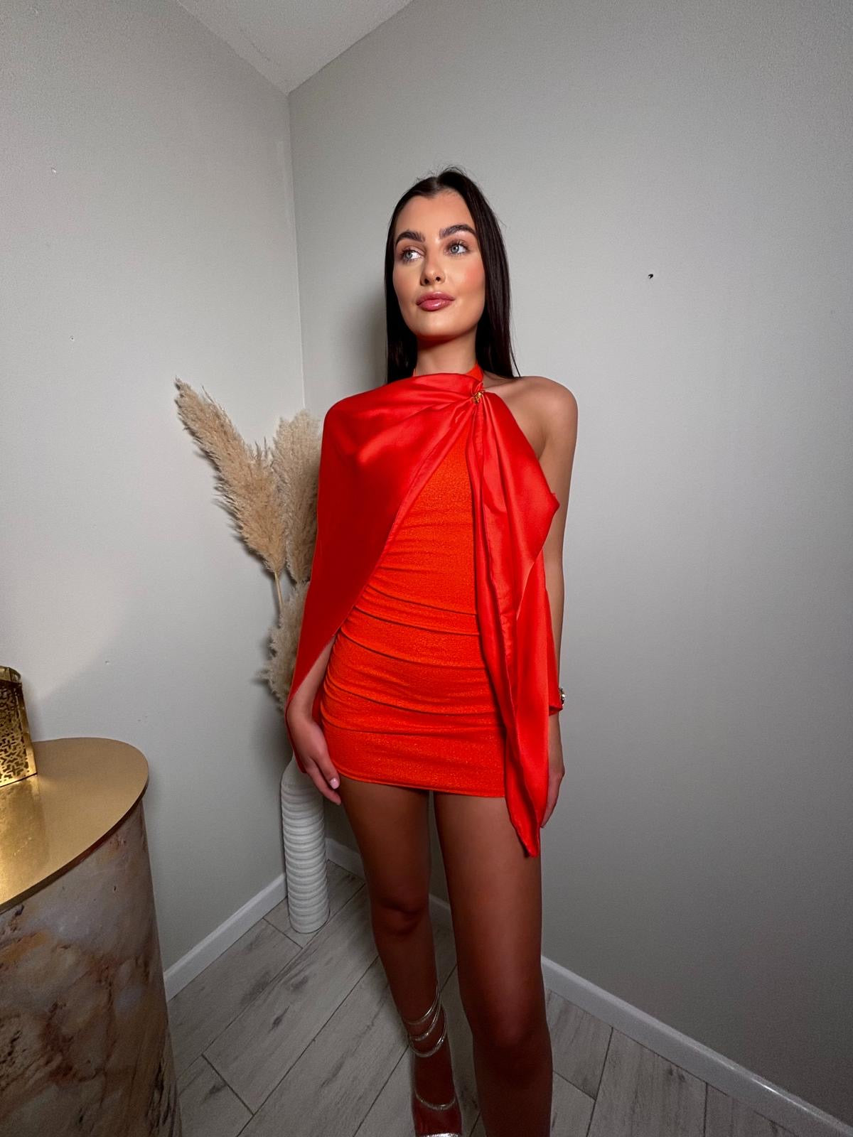Orlah cape dress in red