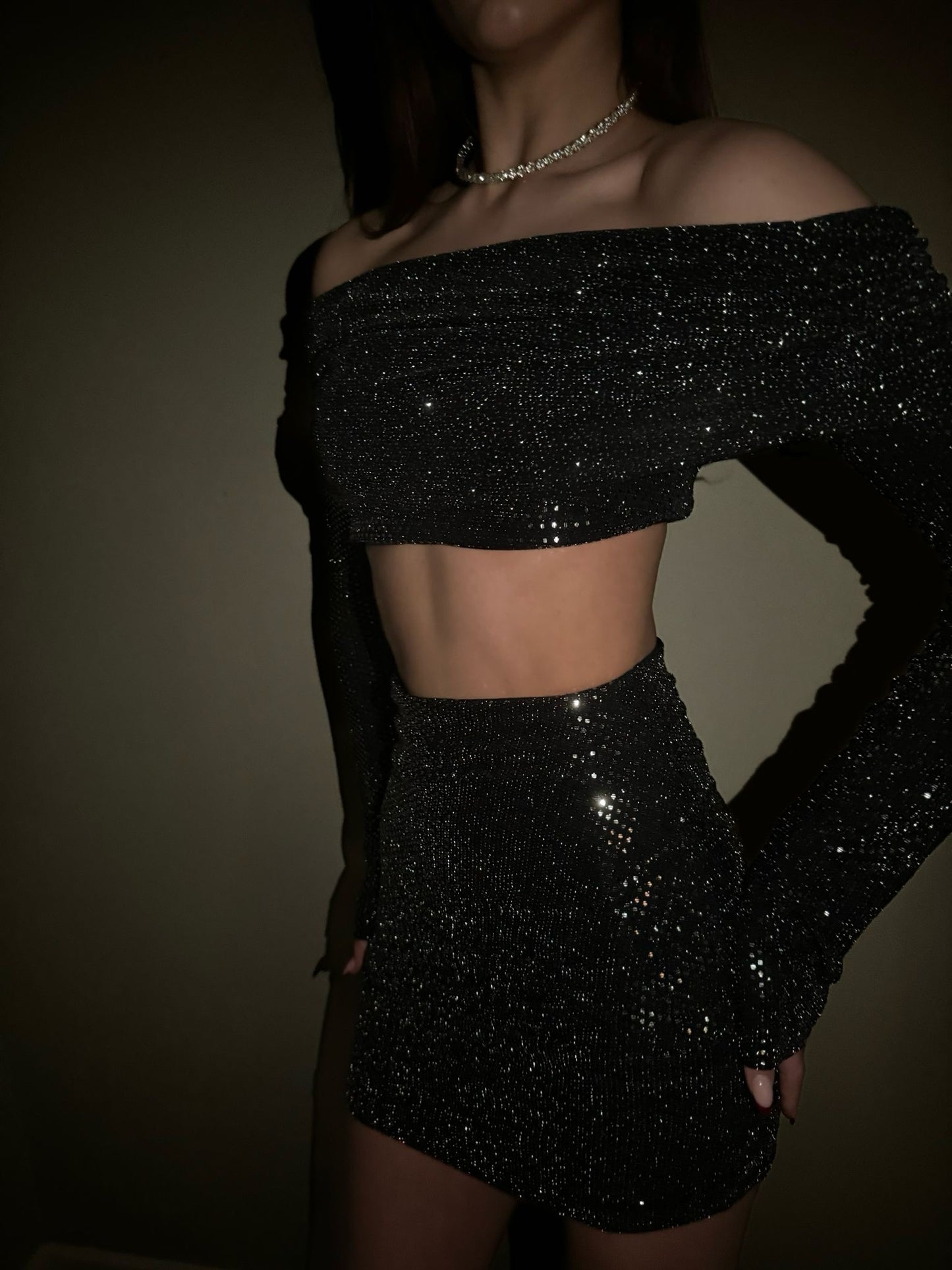 Sophia crop in silver glitter